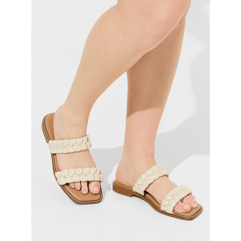 Torrid Two Strap Braided Slide Sandals women’s 9.5 WW Wide Slide On Flat Sandals